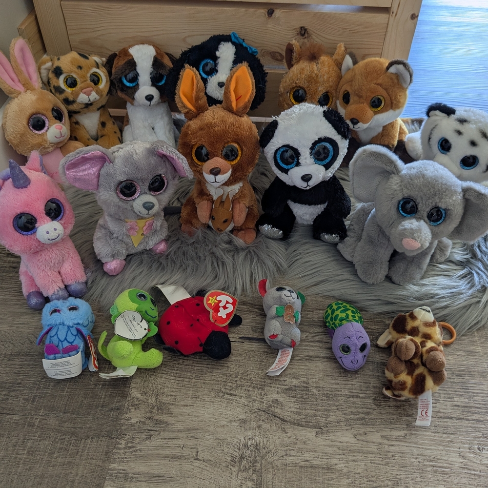 Gray and Brown Stuffed Animals Plush Toy Collection